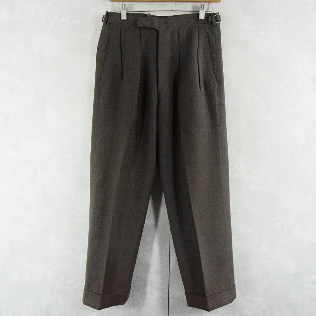 50〜60's JAPAN製 ストライプ柄 1タックウールスラックスW40