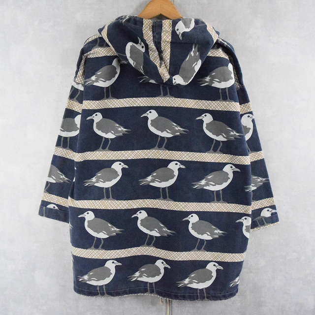 90's MICHIGAN RAG CO. USA製 カモメ柄 コットンパーカー S/M
