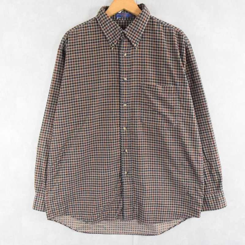 PENDLETON チェック柄 コーデュロイボタンダウンシャツ L