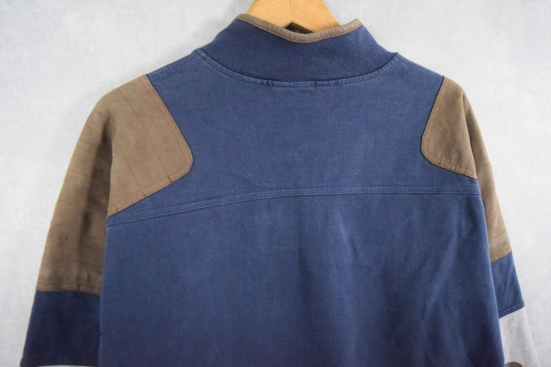 00s ORVIS レザー エルボーパッチ ハーフジップ スウェット