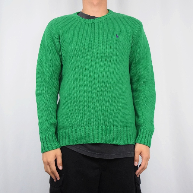 POLO Ralph Lauren ロゴ刺繍 コットンニットセーター L