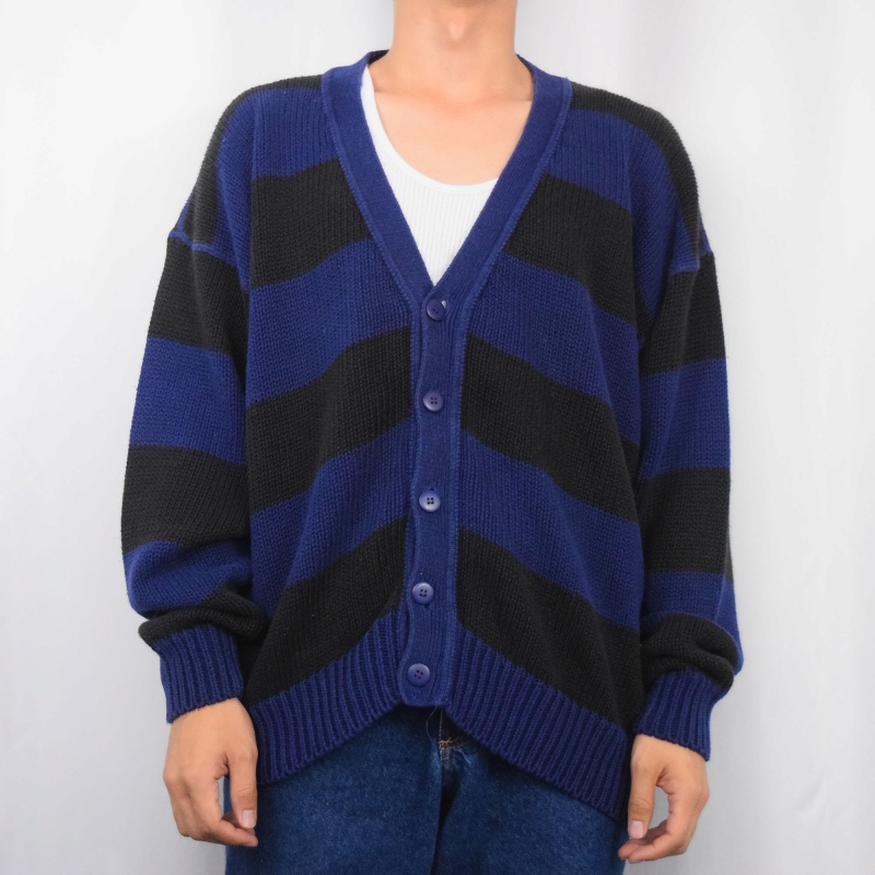 90's GAP ボーダー柄 コットンニットカーディガン M