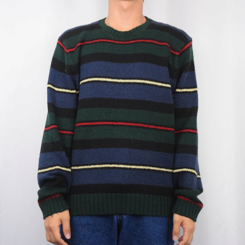 POLO Ralph Lauren マルチボーダー柄 コットンニットセーター L
