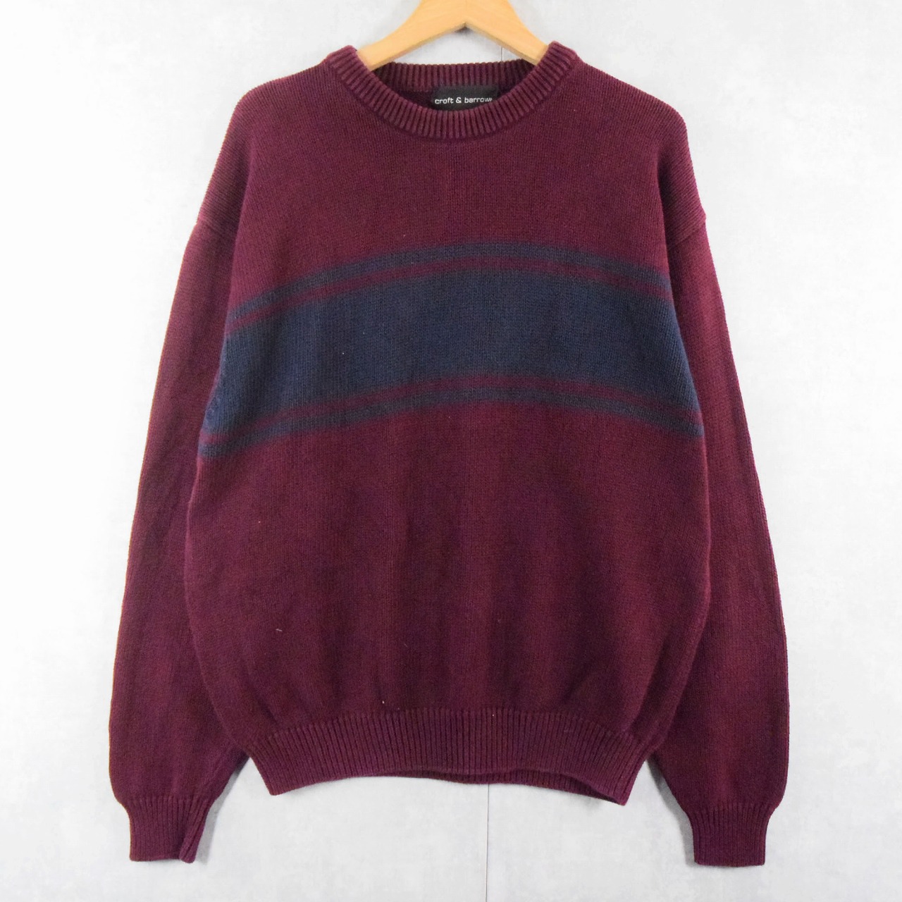 croft&barrow ボーダー柄 コットンニットセーター L