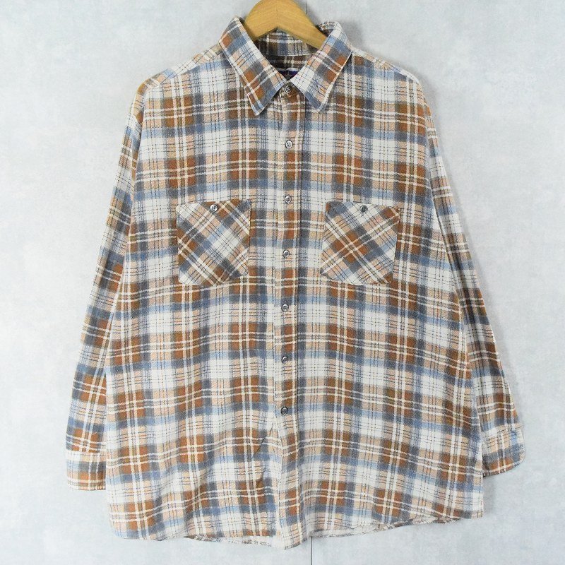 80's AMERICAN EDITION USA製 チェック柄 プリントネルシャツ XXL