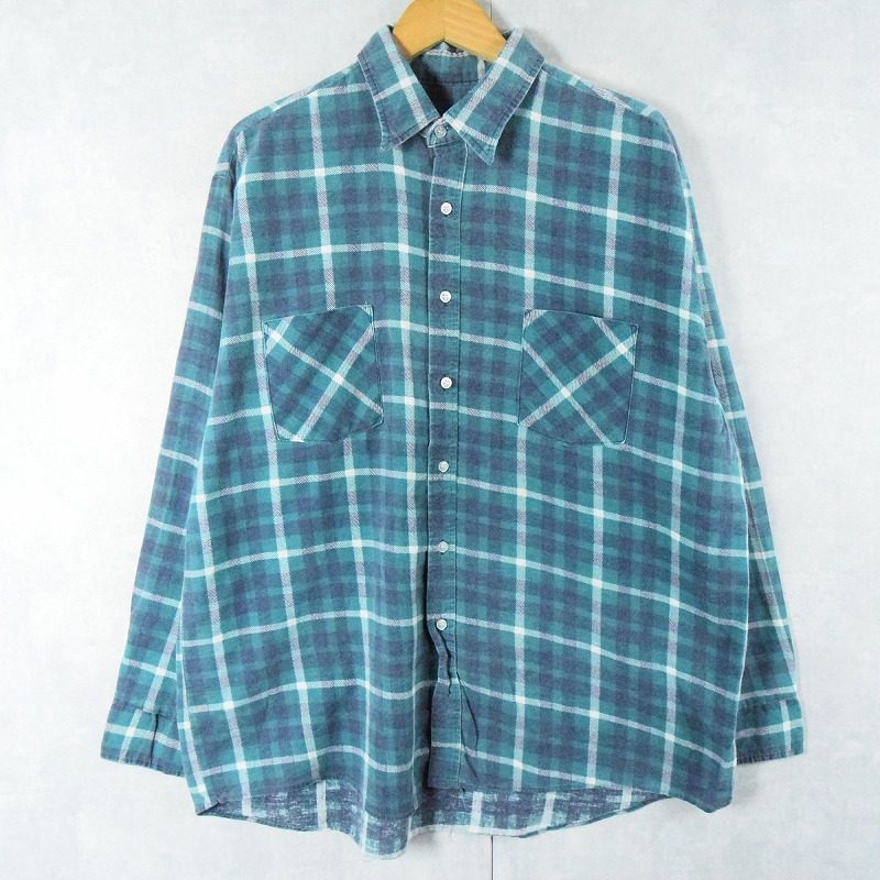 OLDGAP ネルシャツ マドラスチェック 90s コットン 緑紺白 XXL