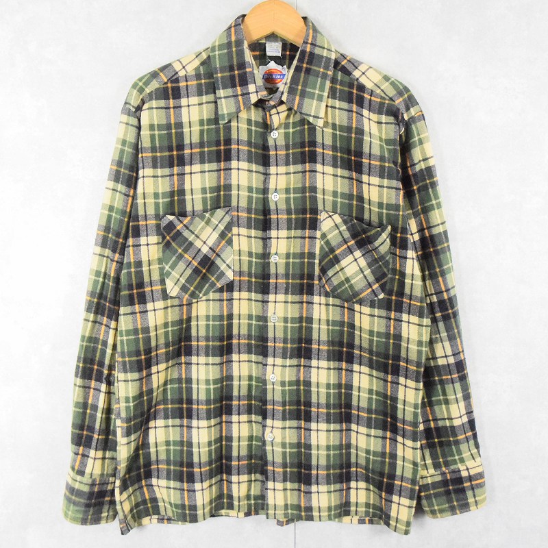 70's Dickies チェック柄 プリントネルシャツ M