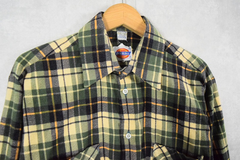 70's Dickies チェック柄 プリントネルシャツ M