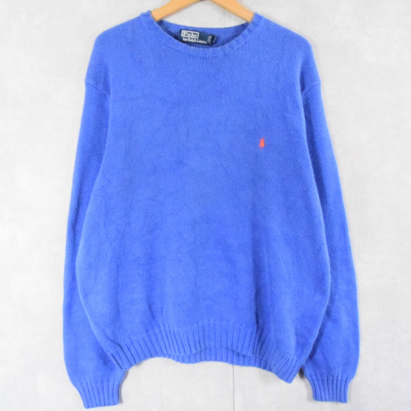 90's POLO Ralph Lauren ロゴ刺繍 コットンニットセーター L
