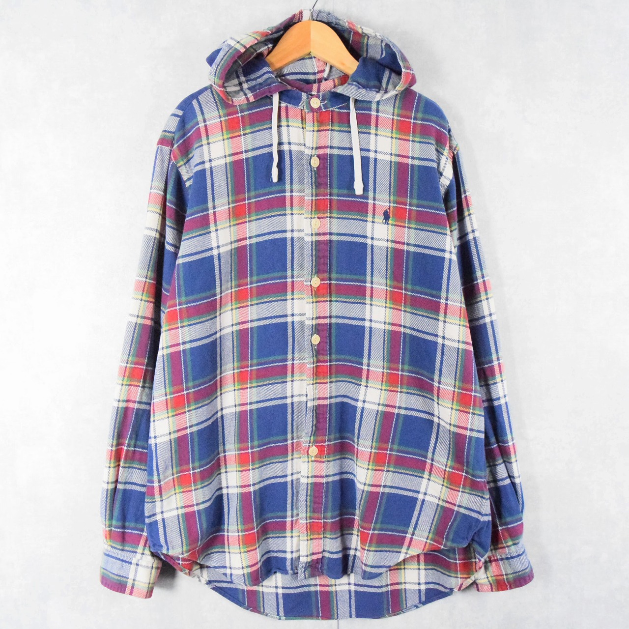 POLO Ralph Lauren チェック柄 フード付きネルシャツ M