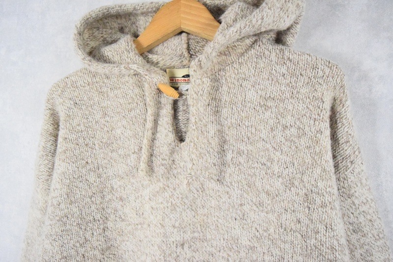 90's Winona knit USA製 ウールニットパーカー XL