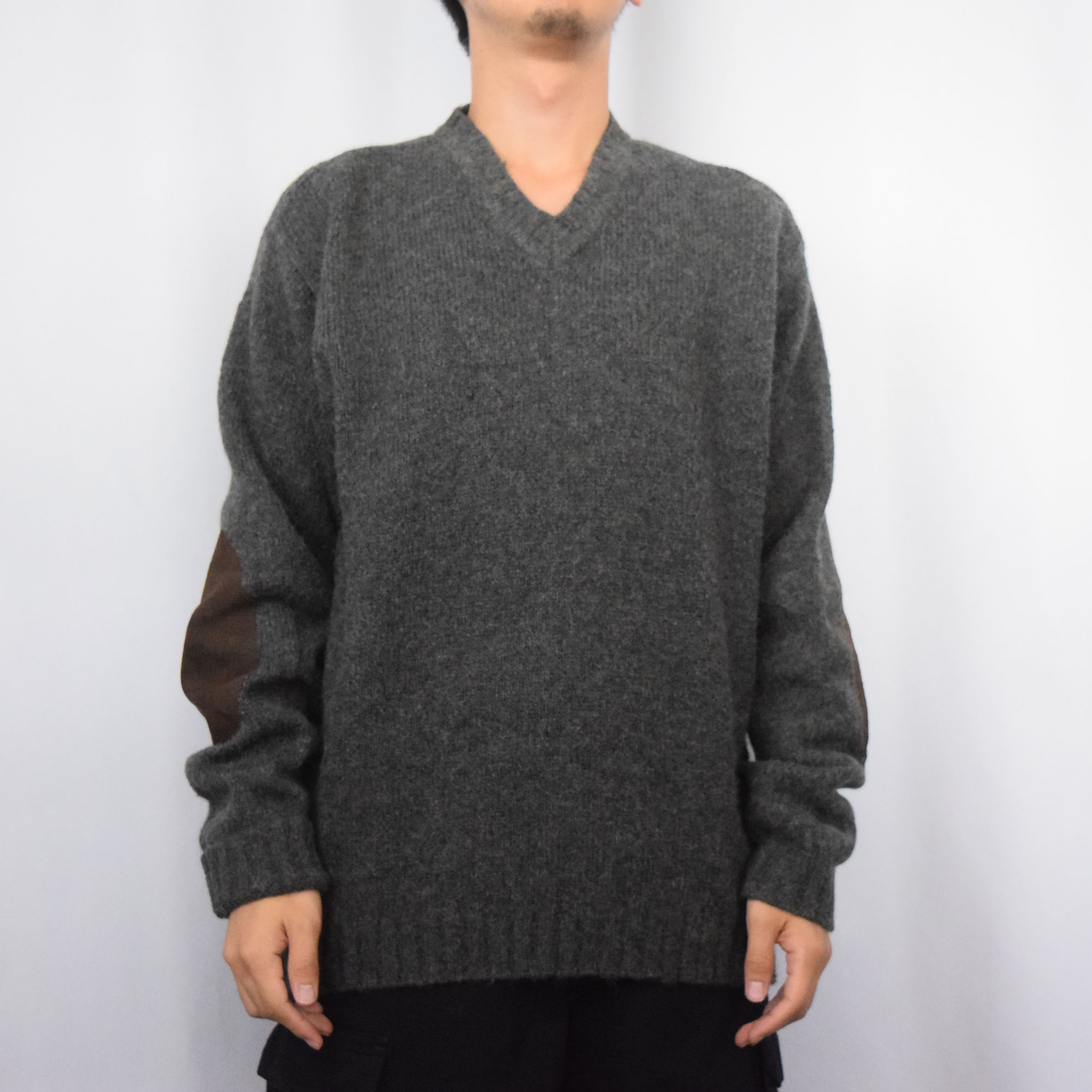 POLO Ralph Lauren アルパカ混 エルボーパッチ付き Vネックニットセーター L