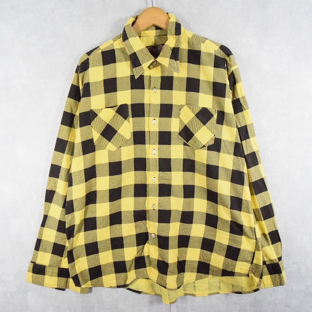 70〜80's バッファローチェック柄 ライトネルシャツ XL