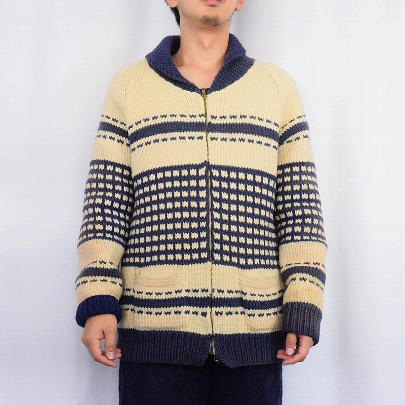 【SALE】 50〜60's 総柄 カウチンニットジャケット [142930]