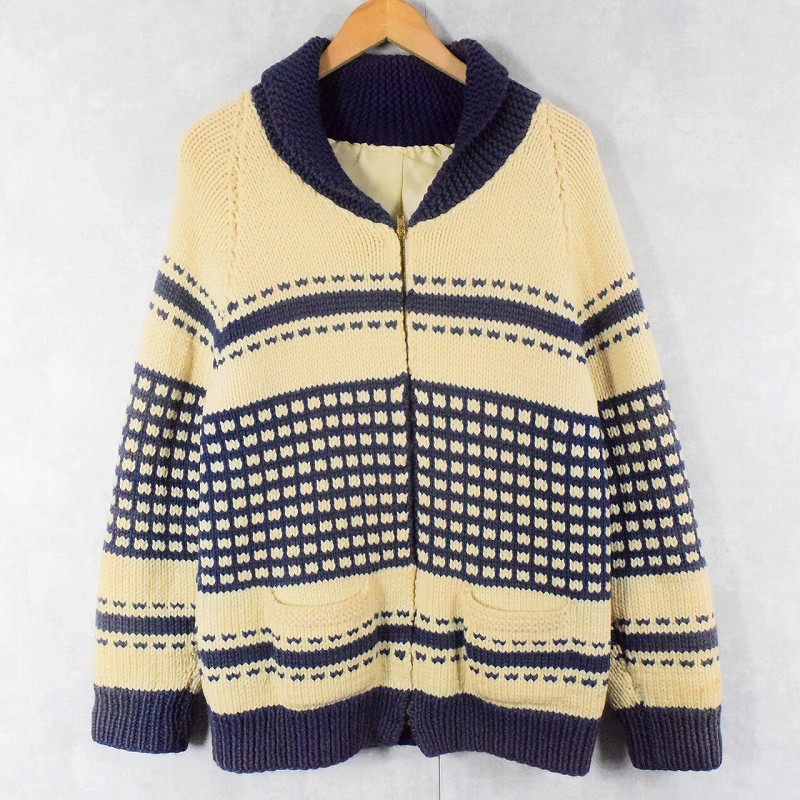 専門店では 【SALE】 50〜60's カウチンニットジャケット 総柄 ジャケット・アウター