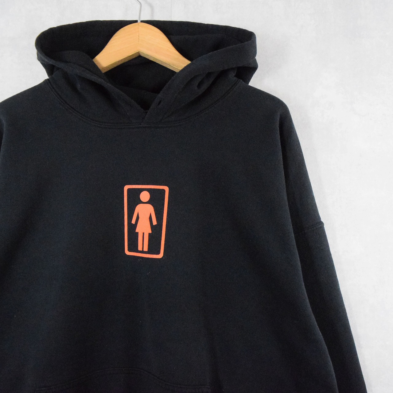 Girl Skateboards スケートブランド ロゴプリントスウェットフーディー BLACK XL