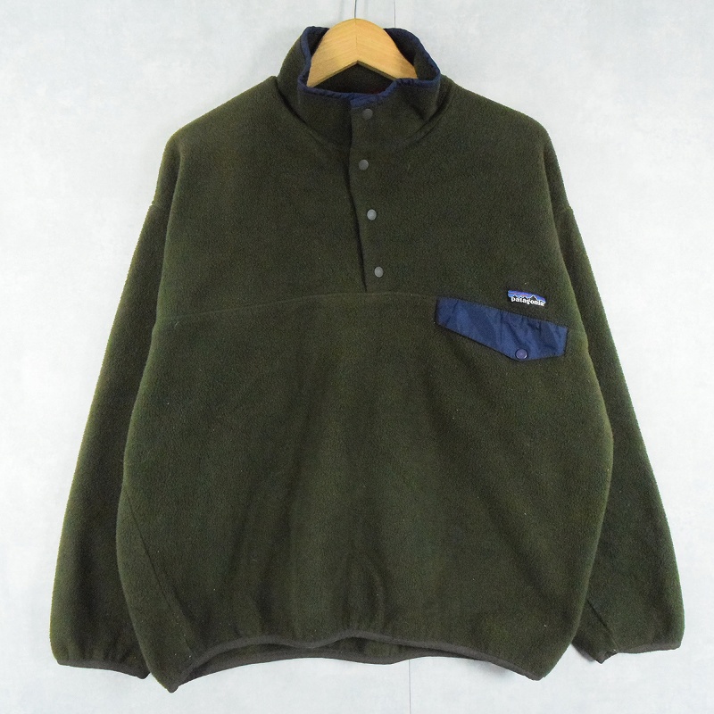 90s 90年代 パタゴニア フリースジャケット シンチラ カーキ│ヴィテージ古着屋Feeet 通販 名古屋 大須 メンズ