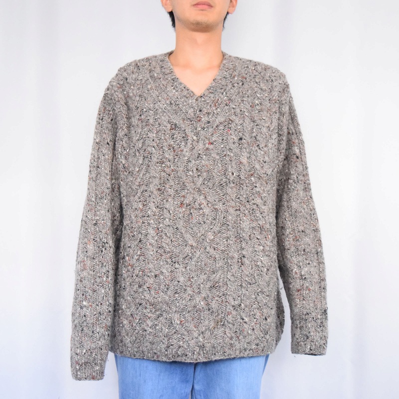 GAP ネップ混 Vネックウールニットセーター XL