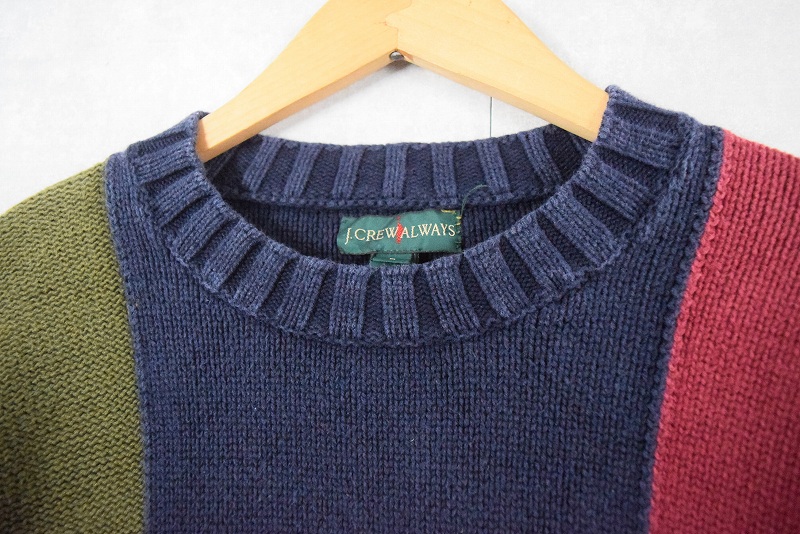 90s 80s J.crew パッチワーク ウールニット ビンテージ usa