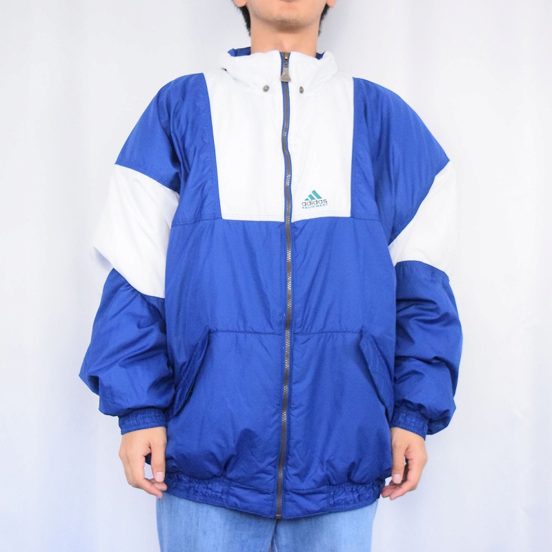 90's adidas EQUIPMENT ロゴ刺繍 中綿入り ジップジャケット XL