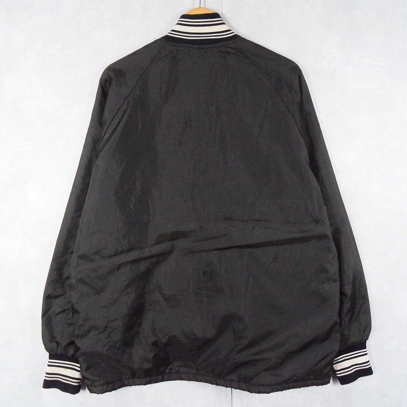 70〜80's チェーン刺繍 ナイロンスタジャン BLACK L