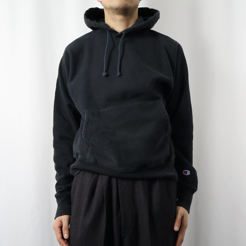 チャンピオン リバースウィーブ 黒 ブラック パーカー 無地 | ビンテージ古着屋Feeet 通販 名古屋 大須 メンズ