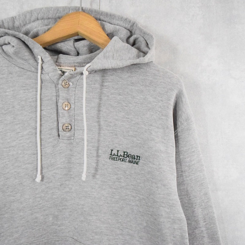 90's L.L.Bean× RUSSELL ATHLETIC USA製 ロゴ刺繍 ヘンリーネックスウェットフーディー M