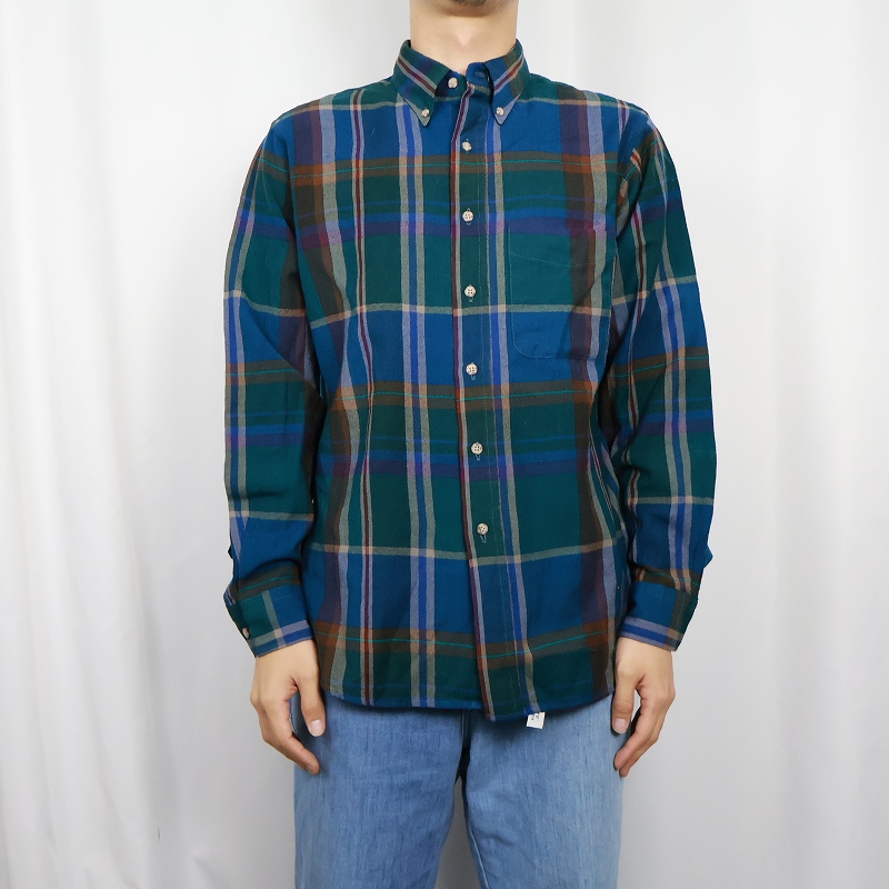 70's Sir PENDLETON USA製 チェック柄 ウールボタンダウンシャツ L