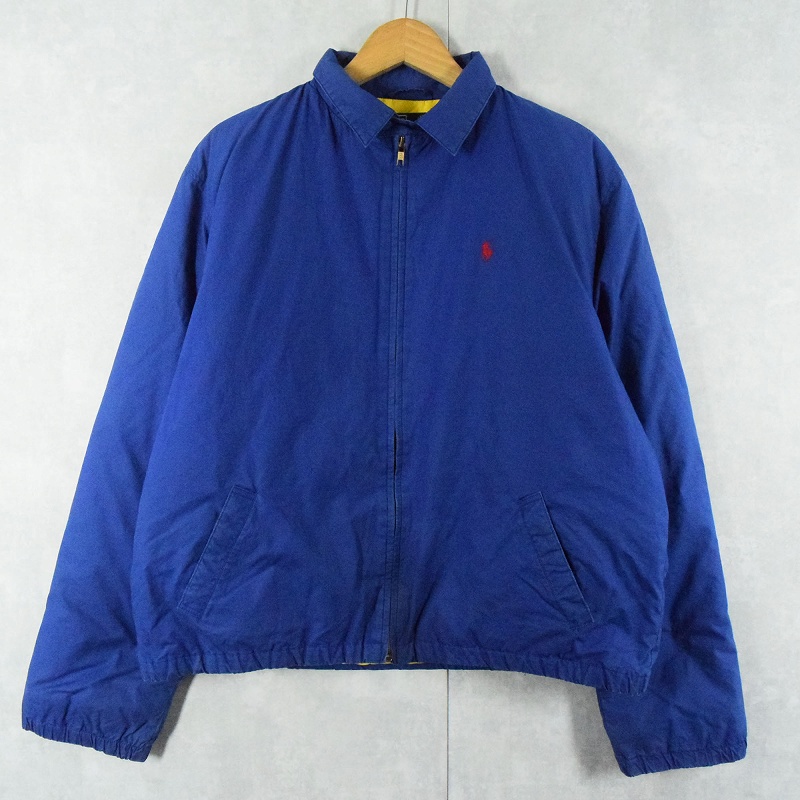〜90's POLO Ralph Lauren ロゴ刺繍 コットン×ナイロン スイングトップタイプ ダウンジャケット XL