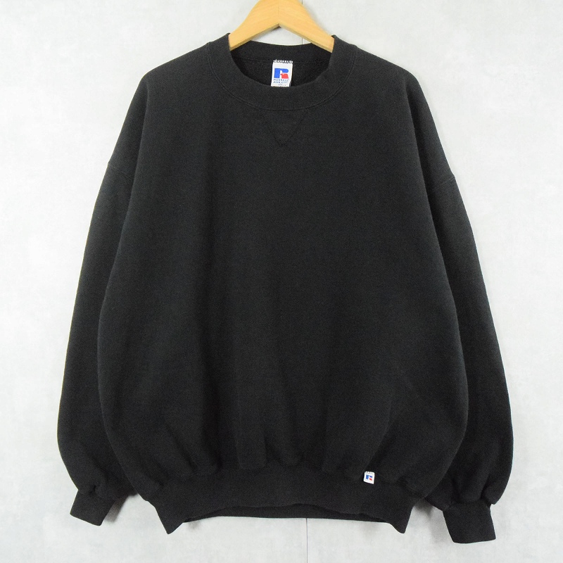 【2024福袋】 USA製 ATHLETIC RUSSELL 90's 前V XXL BLACK 無地スウェット トップス