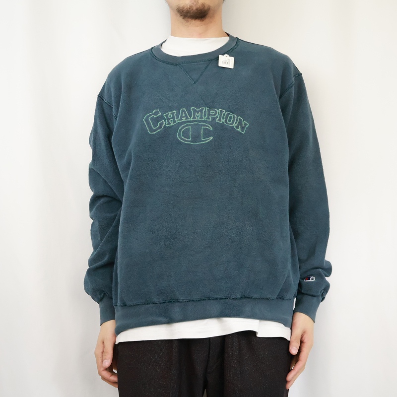 90's〜 Champion インサイドアウトデザイン ロゴ刺繍スウェット