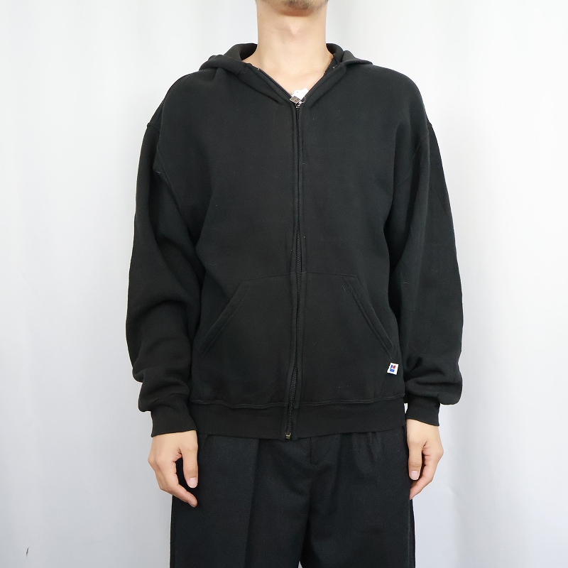 90's〜 RUSSELL ATHLETIC USA製 スウェットジップパーカー BLACK L