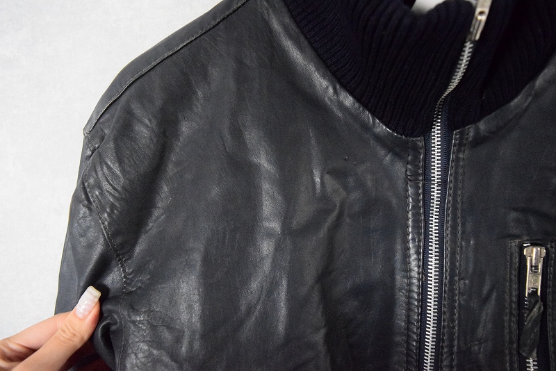 ドイツ軍 レザーフライトジャケット グレー USED JJ146UN 本革