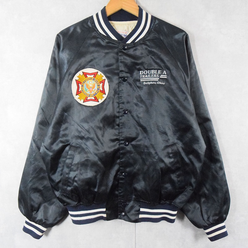 80's JOE YORK FAMILY USA製 ワッペン付き ナイロンスタジャン L