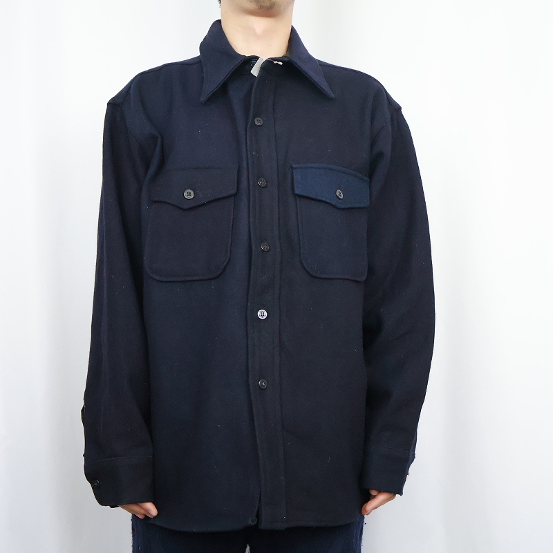 50's Sport King マチ付き アクリル×ウール CPOシャツジャケット NAVY XL