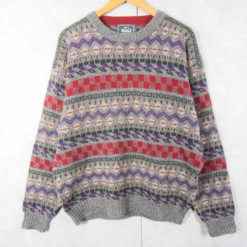 90's Woolrich フェアアイル柄 ウールニットセーター L