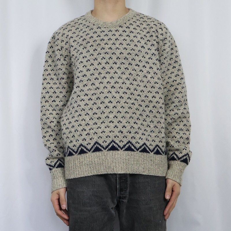 工場直売 90's ROYAL NORTH MILLS OUTFITTERS USA製 バーズアイ柄 ウールニットセーター L トップス