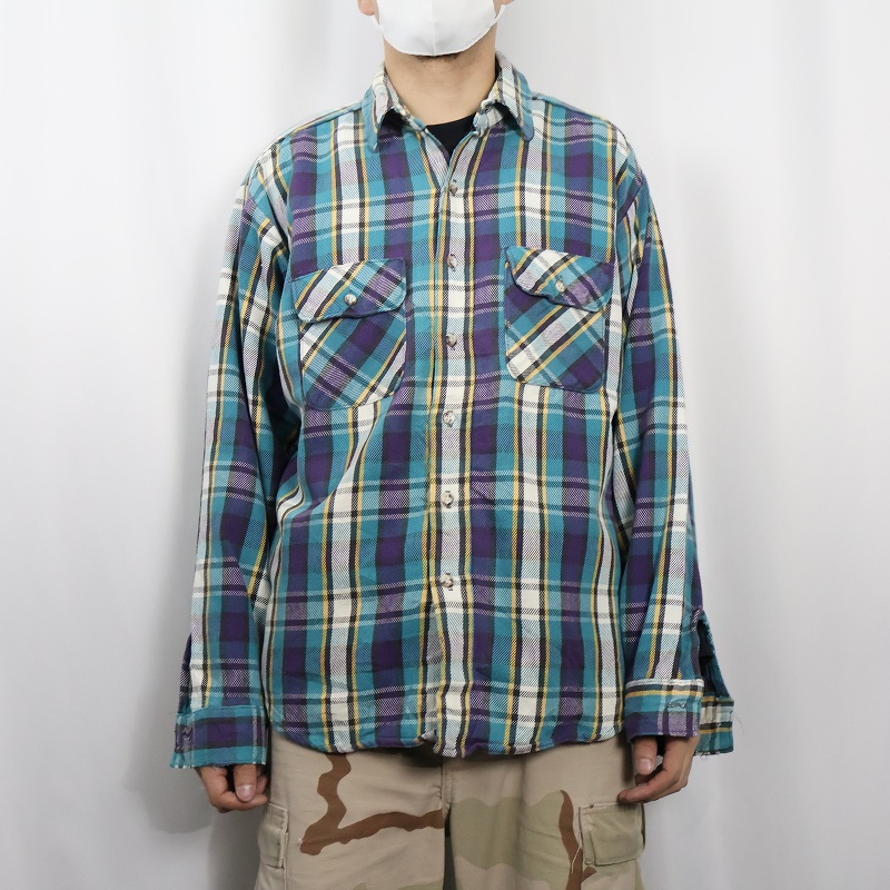 90's FIVE BROTHERS チェック柄 ヘビーネルシャツ XL