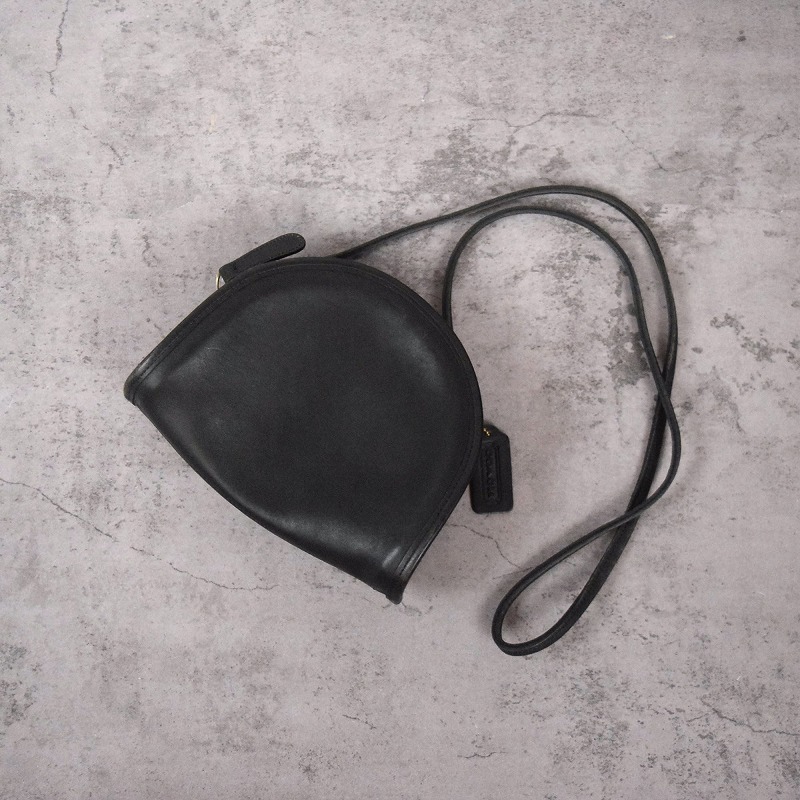 80's COACH USA製 レザーショルダーバッグ BLACK