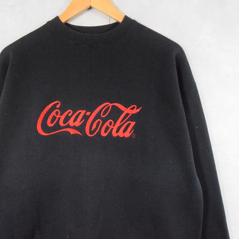 90's Coca-Cola USA製 飲料メーカー ロゴ刺繍スウェット BLACK L