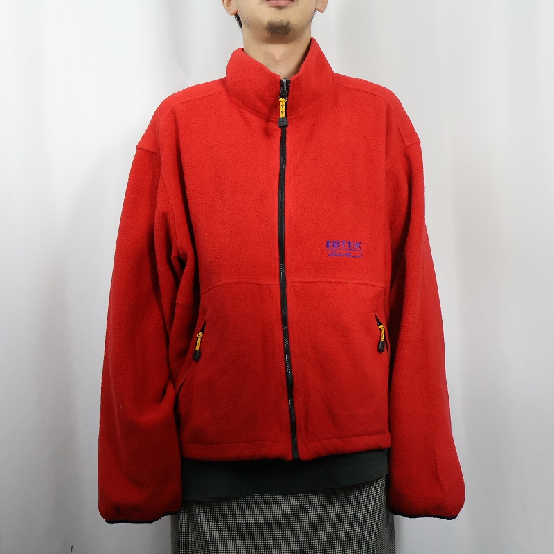 90's Eddie Bauer EBTEK USA製 USA製 ロゴ刺繍 フリースジップジャケット XXL