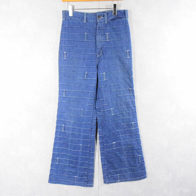80's SPIEGEL ステッチデザイン デニムフレアパンツ W31