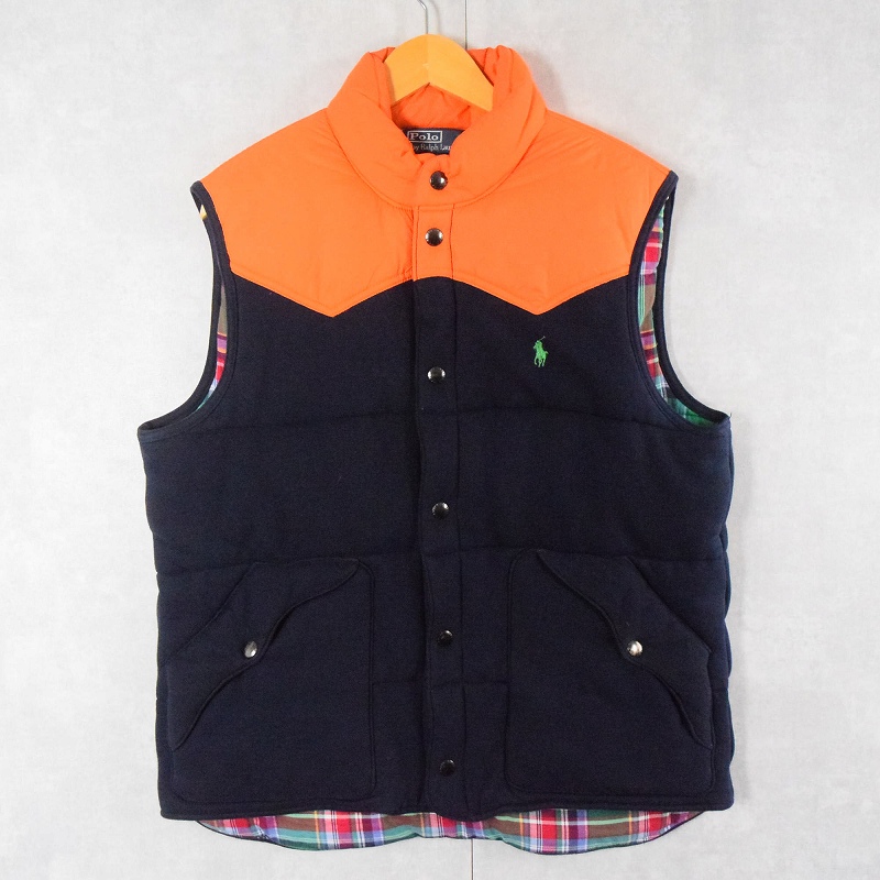 POLO Ralph Lauren ウエスタンヨーク 中綿入り スウェットベスト NAVY L