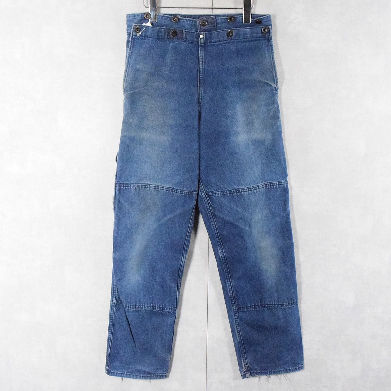 60's〜 月桂樹ボタン ダブルニー セーラーデザイン デニムパンツ W32