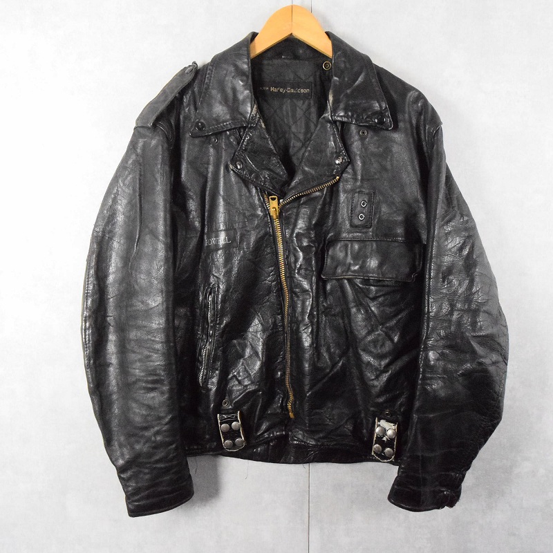 70's AMF Harley Davidson ダブルライダースジャケット BLACK
