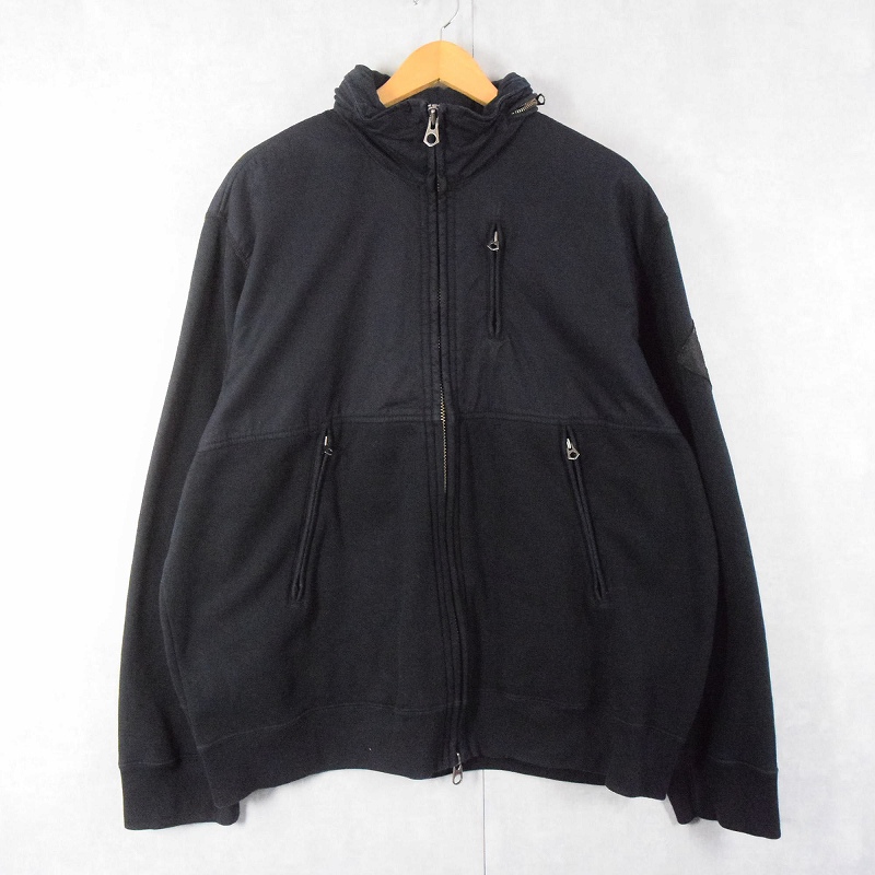 POLO Ralph Lauren コットン×スウェット 切り替えジップジャケット BLACK XXL