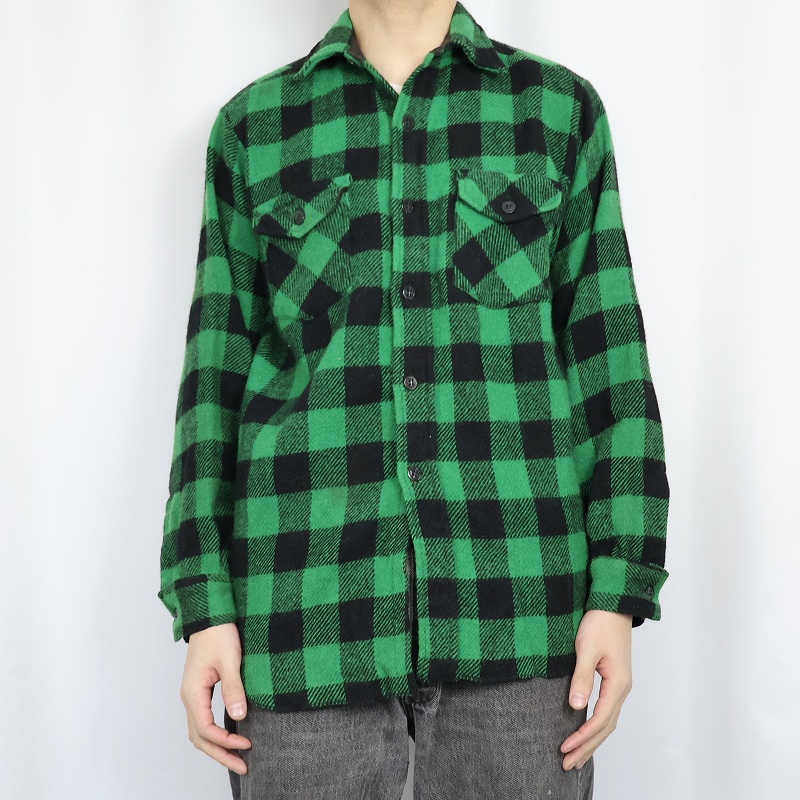 70's FROSTPROOF バッファローチェック柄 ウール×ナイロン CPOシャツ SIZE15 1/2