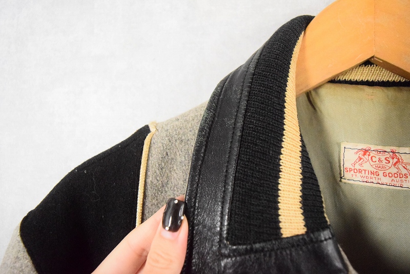 50s 50年代 メルトン ウール ジャケット パッチ付き レザー切り替え │ヴィテージ古着屋Feeet 通販 名古屋 大須 メンズ