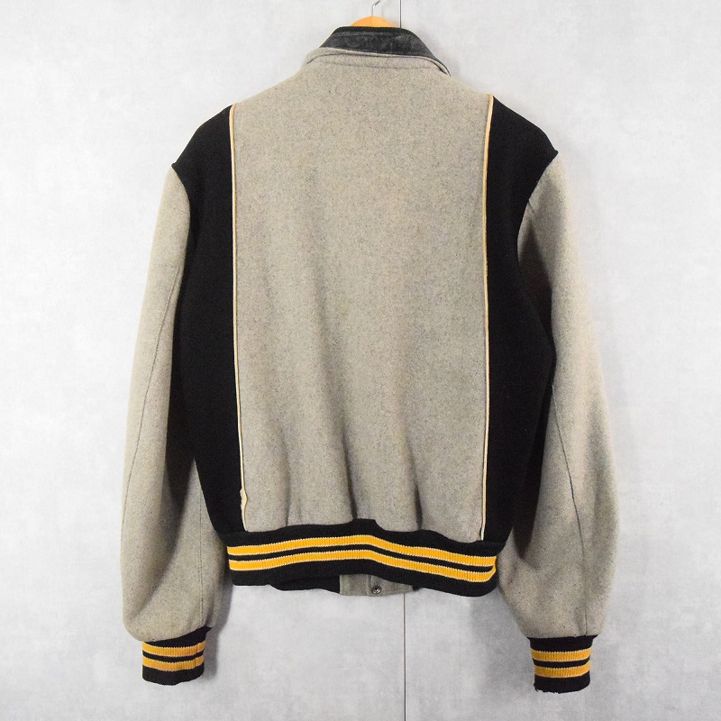 50s 50年代 メルトン ウール ジャケット パッチ付き レザー