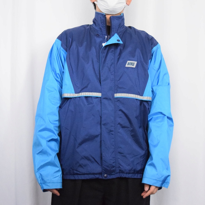 90's NIKE 銀タグ リフレクティブロゴナイロンジャケット L
